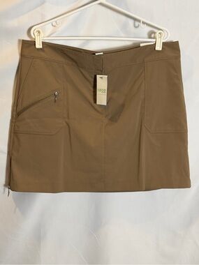 Izod Tan Performance Skort with Front Zip Pocket
